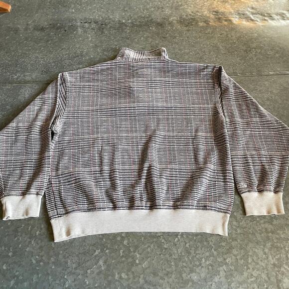 Vintage Izod Club Houndstooth Plaid 1/4 Zip Pullover Mens Large Sweater 80s 90s - Picture 6 of 10